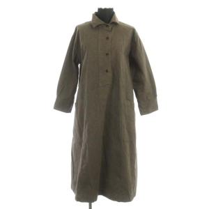 21AW DENSE COTTON END ON END ワンピース ひざ丈 ミディ丈 九分袖 1 ダークブラウン