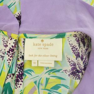 kate spade new york ボタニカルプリント ノースリーブ ワンピース 膝丈 シルク混 大きいサイズ 10 マルチカラー
