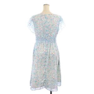 TOCCA 洗える SPRING BOUQET ドレス ワンピース フレンチスリーブ ひざ丈 花柄 ギャザー 6 ライトブルー 白 ホワイト