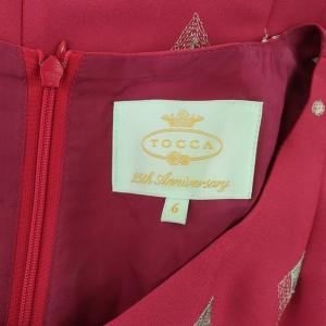TOCCA ワンピース ロング 半袖 刺繍 ラメ フレア シフォン 6 ピンク