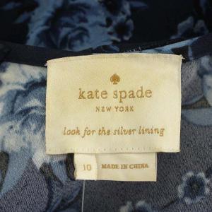 kate spade new york フレアワンピース 半袖 ロング フラワープリント ギャザー 10 青 ブルー NJMU9075