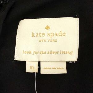 kate spade new york ティアードワンピース ノースリーブ ひざ丈 フラワープリント シフォン シアー シルク 花柄 ギャザー 10 黒 ブラック