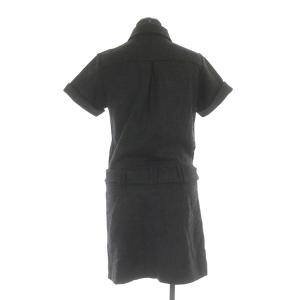 MARK&LONA ウール 半袖 ワンピース ミニ ベルト付 XS 黒 ブラック