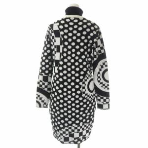 Emilio Pucci ウール 総柄 タートルネック ニットワンピース ひざ丈 長袖 S ホワイト ブラック
