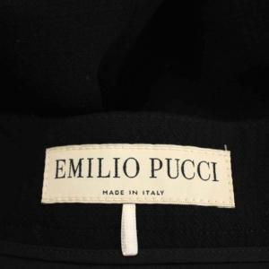 Emilio Pucci ウール タイトスカート 膝丈 バックスリット ストレッチ I38 黒 ブラック