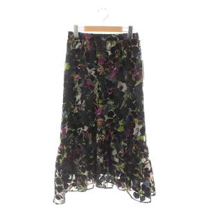 22AW ベルベットオパールスカート フレア ロング チュール シアー 花柄 ウエストゴム 36 マルチカラー