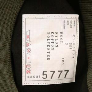 sacai Suiting Pullover コンビプルオーバーブラウス カットソー 切替 半袖 3 カーキ