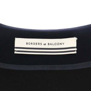 BORDERS at BALCONY フロントボタン ブラウス 厚手 ボーダー アシンメトリー 七分袖 36 ネイビー
