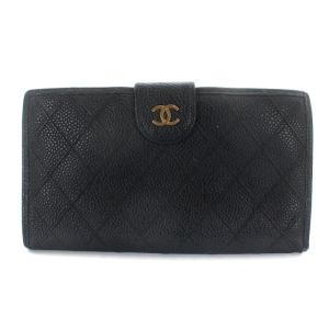 ビコローレキャビアスキンマトラッセ 長財布 レザー 黒 OH