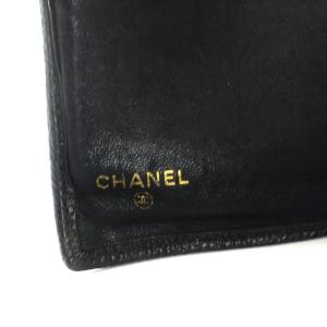 CHANEL ビコローレキャビアスキンマトラッセ 長財布 レザー 黒 OH