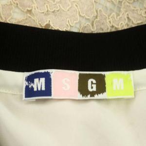 MSGM レース ノースリーブワンピース Vネック ひざ丈 切替 シルク 40 ピンクベージュ 黒 ブラック