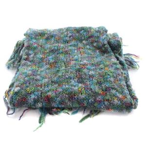 MISSONI フリンジニットマフラー ウール 緑 グリーン 青 ブルー