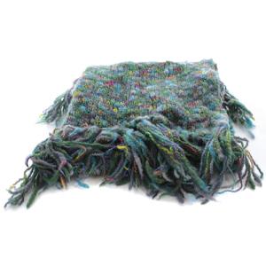 MISSONI フリンジニットマフラー ウール 緑 グリーン 青 ブルー