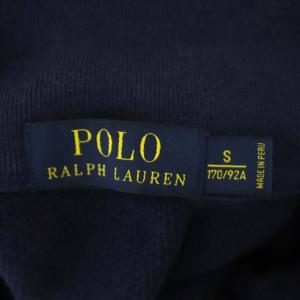 POLO RALPH LAUREN コットンジップアップ ブルゾン ジャケット 薄手 長袖 ロゴ刺繍 S 紺 ネイビー
