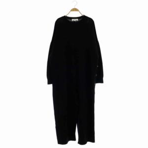 21AW ウールニットオールインワン ワイド クルーネック 36 ネイビー