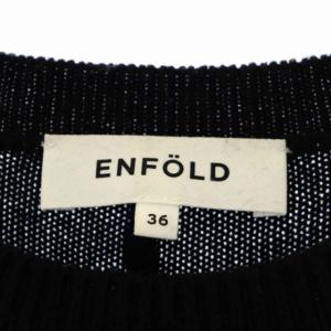 ENFOLD 21AW ウールニットオールインワン ワイド クルーネック 36 ネイビー