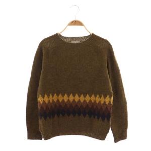 BANDED FAIRISLE ニット セーター プルオーバー 長袖 2 茶 ブラウン
