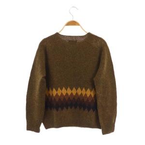 MARGARET HOWELL BANDED FAIRISLE ニット セーター プルオーバー 長袖 2 茶 ブラウン