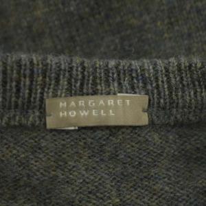 MARGARET HOWELL ウール クルーネック ニットワンピース ミディ ひざ丈 長袖 F ブルーグレー ライトカーキ