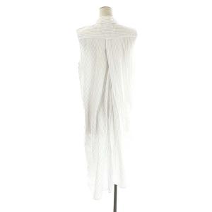 Martin Margiela 6 MM6 シャツワンピース ノースリーブ フレア タック ロング ストライプ 42 白 黒 ホワイト ブラック