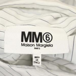 Martin Margiela 6 MM6 シャツワンピース ノースリーブ フレア タック ロング ストライプ 42 白 黒 ホワイト ブラック