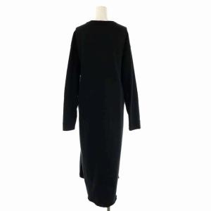 ATON 14 SUVIN AIR SPINNING ラウンドヘムドレス ワンピース 長袖 ロング Iライン プルオーバー 02 黒