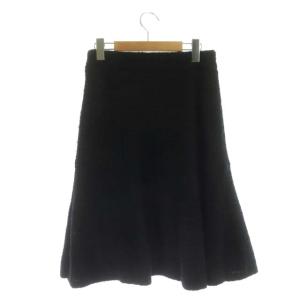 Grace Class 22AW ループヤーンペプラムスカート ニット 膝丈 フレア 金ボタン ラメ ウール混 36 黒 ブラック
