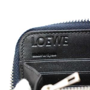 LOEWE 長財布 アナグラム ラウンドジップ レザー ネイビー