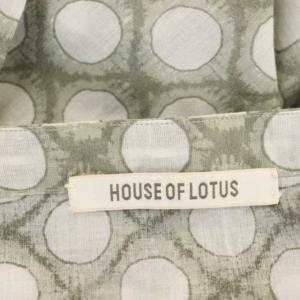HOUSE OF LOTUS 総柄ノースリーブワンピース ロング フレア プリーツ スクエアネック M モスグリーン 白 ホワイト