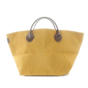 トートバッグ 舟型 キャンバス レザー 茶 ブラウン