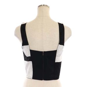 DOLCE&GABBANA トップス ビスチェ ノースリーブ バックジップ 刺繍 38 黒 白 ブラック ホワイト F7W98T