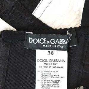 DOLCE&GABBANA トップス ビスチェ ノースリーブ バックジップ 刺繍 38 黒 白 ブラック ホワイト F7W98T