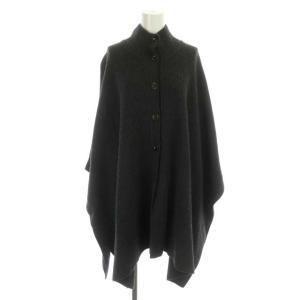 vingt-trois ニットポンチョ ウール 前開き ハイネック リブ 38 チャコールグレー