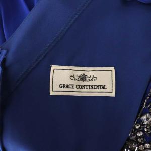 GRACE CONTINENTAL ワンピース ノースリーブ ロング ビジュー ビーズ装飾 シルク 38 青 ブルー