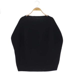 22SS ボートネックニュアンスプルオーバー ニット カットソー 半袖 ドルマンスリーブ 黒 ブラック