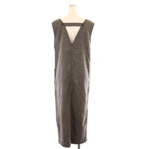 SHIPS ウール ブレンド ジャンパースカート ワンピース ロング タイト 茶 ブラウン