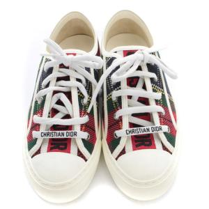 Christian Dior タータンチェック ローカットスニーカー 37 緑 赤