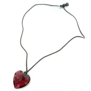 SWAROVSKI ハートクリスタル コード ネックレス 赤 レッド