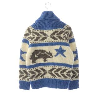 Ron Herman RHC カウチンニットジャケット 長袖 ジップアップ XS 青 白 ライトグレー