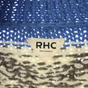 Ron Herman RHC カウチンニットジャケット 長袖 ジップアップ XS 青 白 ライトグレー