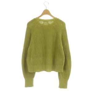 BEAUTY&YOUTH UNITED ARROWS 22SS 畦ボリュームスリーブ ショートニットカーディガン 長袖 クルーネック ライムグリーン