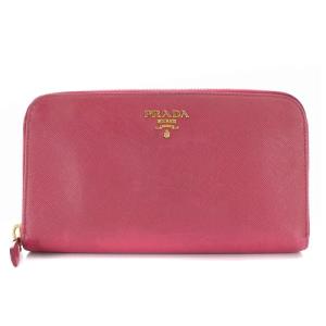 ラウンドジップ 長財布 レザー ロゴ ピンク ゴールド色