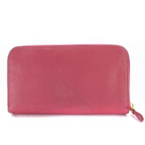 PRADA ラウンドジップ 長財布 レザー ロゴ ピンク ゴールド色