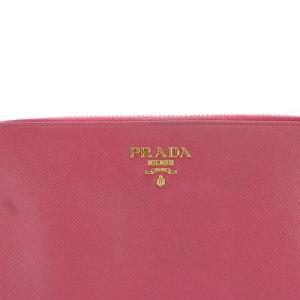 PRADA ラウンドジップ 長財布 レザー ロゴ ピンク ゴールド色