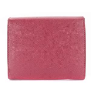 PRADA 三つ折り財布 ロゴ レザー ピンク ゴールド色