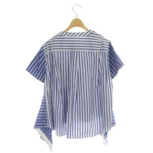 sacai 20SS ブラウス ストライプ 裾変型 イレギュラーヘム 1 ブルー