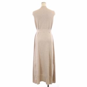 CELFORD フレアニットワンピース ハイネック ノースリーブ ロング ベルト付き 36 ライトベージュ