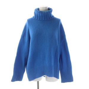 ファインウール タートルネックプルオーバー ニット セーター 長袖 S ライトブルー
