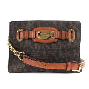 MKシグネチャー ショルダーバッグ レザー 茶 ブラウン