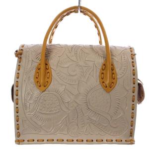 CARVING TRIBES 21SS BI Maestra S バイカラー ハンドバッグ レザー オレンジ ライトグレー